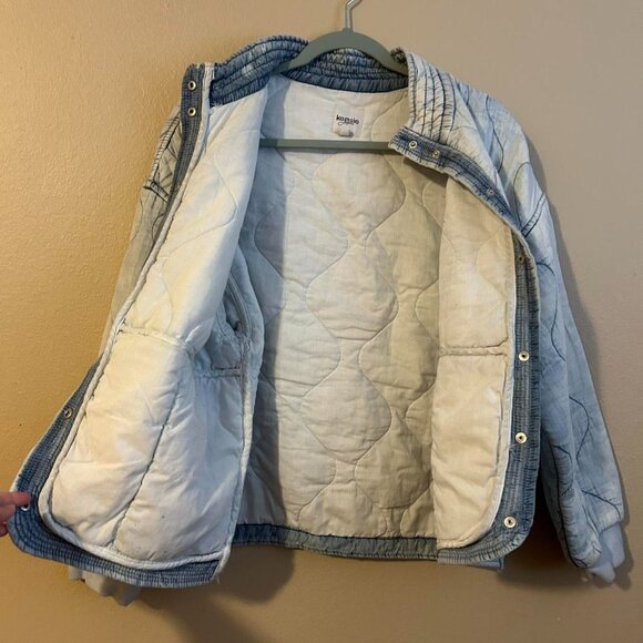 Kenzie Jeans Distressed Quilted Denim Blue Style Cotton Jacket Size Medium - Picture 5 of 8